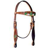 BAR H EQUINE Western Leather Horse Premium Headstall & Breast Collar Set