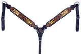 Bar H Equine American Leather Horse Saddle Tack One Ear Headstall | Breast Collar Browband Wither Strap Set BER238