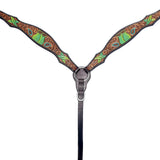 BAR H EQUINE Western Leather Horse Premium Headstall & Breast Collar Set - Breast Collor