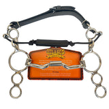 BAR H EQUINE 5 In Mouth 3 Ring Low Port Gag Bit Solid Stainless Steel w/ leather strap | Horse Bits Western Training - Brass Black Leather