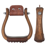 2" Tread 3" Neck Bar H Equine Western Horse Heavy-Duty Genuine Leather Wooden Stirrups
