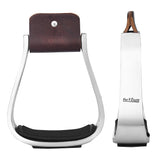 2" Tread Bar H Equine Western Horse Heavy-Duty Genuine Leather Alum. Sloped Stirrups