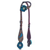 Bar H Equine American Leather Horse Saddle Tack One Ear Headstall | Breast Collar Browband Wither Strap Set for Horses BER114