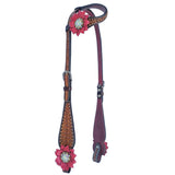 Bar H Equine American Leather Horse Saddle Tack One Ear Headstall  Breast Collar Browband Wither Strap Set - One Ear Headstall