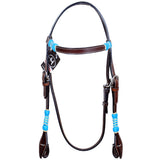 Bar H Equine Western Horse Rawhide Genuine American Leather Headstall - Dark Brown