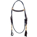 Bar H Equine Western Horse Rawhide Genuine American Leather Headstall - Dark Brown