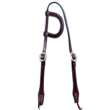 Bar H Equine Western Horse Genuine Leather Hand Tooled One Ear Headstall Dark Brown - Dark Brown
