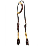 Bar H Equine Western Horse Genuine Leather Raw Hide One Ear Headstall Dark Brown - Dark Brown