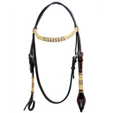 Bar H Equine Western Horse Rawhide Genuine American Leather Headstall - Dark Brown