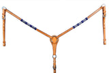Genuine Quality Blue Rawhide Horse Western leather Breast Collar Tan