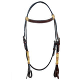 Bar H Equine Western Horse Rawhide Genuine American Leather Headstall - Dark Brown