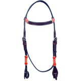 Bar H Equine Western Horse Rawhide Genuine American Leather Headstall - Dark Brown