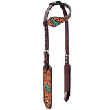 Bar H Equine American Leather Horse Saddle Tack One Ear Headstall | Breast Collar Browband Wither Strap Set for Horses BER154 - One Ear Headstall