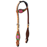 Bar H Equine American Leather Horse Saddle Tack One Ear Headstall Breast Collar Browband Wither Strap Set - One Ear Headstall