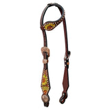 Bar H Equine Genuine Western American Leather Horse Premium Headstall & Breast Collar Set - One Ear Headstall