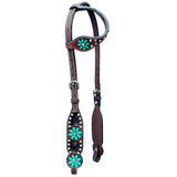 Bar H Equine Genuine Western American Leather Horse Premium Headstall & Breast Collar Set
