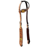 BAR H EQUINE Genuine Western American Leather Horse Premium Headstall - One Ear Headstall
