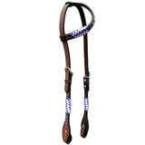 Bar H Equine Genuine Western American Leather Horse Premium Headstall & Breast Collar Set - One Ear Headstall