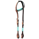 Bar H Equine American Leather Horse Saddle Tack One Ear Headstall | Breast Collar Browband Wither Strap Set BER209 - One Ear Headstall
