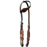 Bar H Equine Genuine Western American Leather Horse Premium Headstall & Breast Collar Set - One Ear Headstall