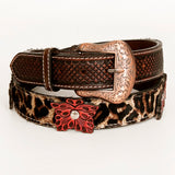 BAR H EQUINE Brown Lilibeth Hand Tooled Genuine Leather Men & Women Belt Unisex Western - Large