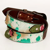 BAR H EQUINE Savannah Wood Hand Tooled Western Leather Men And Women Belt Brown