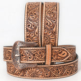 BAR H EQUINE Brown Sunflower Floral Hand Carved Fashion Premium Leather Belt Unisex Western with Removable Buckle - X Large
