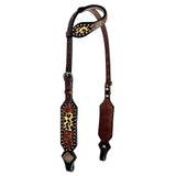 Bar H Equine American Leather Horse Saddle Tack One Ear Headstall | Breast Collar Browband Wither Strap Set BER238 - One Ear Headstall