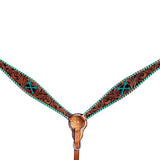 Bar H Equine American Leather Horse Saddle Tack One Ear Headstall | Breast Collar Browband Wither Strap Set BER258 - Breast Collor