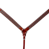 Bar H Equine American Leather Horse Saddle Tack One Ear Headstall | Breast Collar Browband Wither Strap Set BER259 - Breast Collor