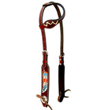 Bar H Equine American Leather Horse Saddle Tack One Ear Headstall | Breast Collar Browband Wither Strap Set BER263 - One Ear Headstall
