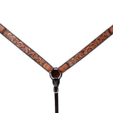 Bar H Equine American Leather Horse Saddle Tack One Ear Headstall | Breast Collar Browband Wither Strap Set BER268 - Breast Collor
