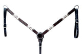 Bar H Equine Genuine Western American Leather Horse Premium Headstall & Breast Collar Set