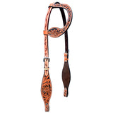 Bar H Equine American Leather Horse Saddle Tack One Ear Headstall | Breast Collar Browband Wither Strap Set BER273 - One Ear Headstall