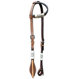 Bar H Equine American Leather Horse Saddle Tack One Ear Headstall | Breast Collar Browband Wither Strap Set BER279 - One Ear Headstall