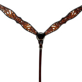 Bar H Equine American Leather Horse Saddle Tack One Ear Headstall | Breast Collar Browband Wither Strap Set BER280 - Breast Collor