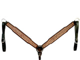 Bar H Equine Horse Genuine Leather Hand Tooled Breast Collar ,Headstall Brown