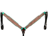 Bar H Equine Horse Genuine Leather Hand Tooled Breast Collar ,Headstall Brown