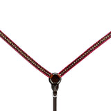 Bar H Equine Horse Genuine Leather Buckstitch Stud Breast Collar ,Headstall Brown