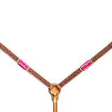 Bar H Equine Horse Genuine Leather Rawhide Stud Breast Collar ,Headstall Tan - Breast Collor