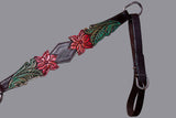 BAR H EQUINE Horse Hand Painted Breast Collar Headstall Genuine Leather Brown