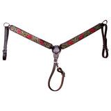 BAR H EQUINE Western Horse Genuine Leather Tack Set Dark Brown - Breast Collor