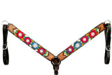 Bar H Equine Western Horse Floral Embroidery Design Genuine American Leather Tack Set