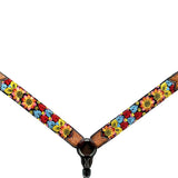 Bar H Equine Western Horse Floral Embroidery Design Genuine American Leather Tack Set - Breast Collor