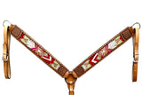 Bar H Equine Western Leather Horse Headstall & Breast Collar Brown