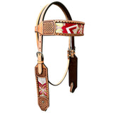 Bar H Equine Western Leather Horse Headstall Brown | for Horses - Breast Collor