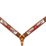 Bar H Equine Western Leather Horse Headstall & Breast Collar Tan - Breast Collor