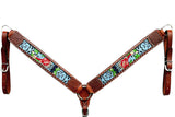 Bar H Equine Western Leather Horse Headstall & Breast Collar Brown
