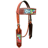 Bar H Equine Western Leather Horse Headstall & Breast Collar Brown