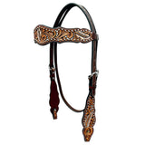 Bar H Equine Genuine Western American Leather Horse Premium Headstall & Breast Collar Set - Headstall